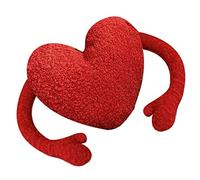 Jauarta Oreiller Coeur Rouge, Give Me a Hug Arms Coussin Dessin Animé Coussins en Peluche avec Bras Longs pour Décoration de Chambre Cadeau Saint Valentin (Symétrique des Deux côtés)