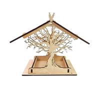 Jauarta Plateau d'alimentation en Bois d'oiseaux en Bois, Récipient de Graines Suspendu, pour Les Oiseaux Sauvages Jardin de Jardin Décoration d'arbre, Couleur en Bois, Brun Noir, 30 * (Couleur du