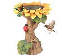 Jauarta Polyresin Sunflower Bird Bath Garden Garden Ornement Feeder Resin Bird, affiché dans des Parterres de Fleurs ou des Jardins de Wonderland, Attirer des Oiseaux Chanteurs, Adaptés (Couleur)
