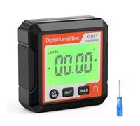 Jauge d'angle numérique, base magnétique, écran LCD rétroéclairé, boîte de niveau numérique 4x90 degrés pour le travail du bois, réparation automobile, plastique ABS rouge (Rouge et blanc)