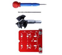 Jauge de charnière d'armoire professionnelle de 35 mm avec règle de marquage et bordure réglable pour un perçage de porte précis Guide de perçage de charnière portable