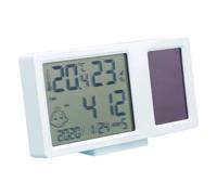 Jauge de mesure de la température et de l'humidité à l'énergie solaire - Thermomètre de bureau - Hygromètre avec affichage numérique de l'heure, de la date, de la semaine