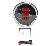 Jauge de niveau d'eau de pression d'huile de tension numérique de 52mm étanche rétro-éclairage rouge voltmètre de niveau d'eau de pression d'huile pour bateau yacht RV 9 à 32VDC (Cadran noir lunette