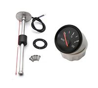 Jauge de niveau, Jauge de niveau d'eau de jauge de 52MM lumière rouge 0-190Ohm indicateur de niveau de réservoir d'eau avec capteur de niveau d'eau de carburant(350mm BB gauge)