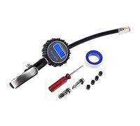 Jauge de pression d'air robuste avec tuyau en caoutchouc et coupleur à connexion rapide Compresseur d'air Tube de gonflage 200 PSI pour pneu de voiture, camion, vélo avec manomètre pied