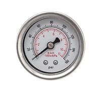 Jauge de pression de carburant universelle 1/8 NPT boîtier poli rempli de liquide 0-160 Psi et Kit d'adaptateur pour systèmes d'injection de carburant (Single Meter)