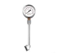 Jauge de pression des pneus en métal, avec double valve, tige et tube d'extension de 13 cm, pour pompe à air de voiture, vélo, moto - Argenté