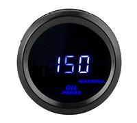 Jauge de pression d'huile de 2 pouces pour automobile 12 V, compteur numérique LED bleu de 0 à 150 PSI avec cadran noir et voyant d'avertissement rouge, moniteur de pression