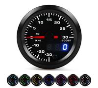 Jauge de pression universelle Turbo Boost Meter à LED numérique avec 7 réglages de couleur pour voitures 12 V 2 pouces 52 mm Affichage bleu Pointeur rouge Capteur de