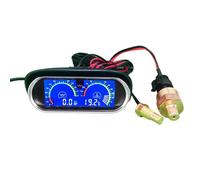 Jauge de température d'eau ABS + verre - Jauge de voltmètre de voiture 10,5 cm | Instrument de compteur à double affichage LED, moniteur de pression d'huile de température d'eau, tableau de bord unive