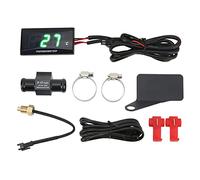 Jauge de température d'eau fine universelle pour moto DC12 V, compteur numérique de température d'eau, écran LCD haute définition avec té de 16 mm pour moto, surveillance précise (Rétroéclairage vert)