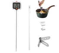 Jauge de température d'huile de cuisson - Échantillon numérique - Thermomètre de cuisine à long échantillon avec clip de pot et écran rotatif - Idéal pour la friture, le barbecue, le barbecue, les
