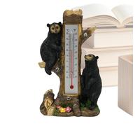 Jauge De Température Intérieure - Thermomètre Statue D'ours Noir | Lecteur Celsius À Double Échelle | Moniteur De Pièce Décoratif Pour Porche Ďe Patio Đe Jardin, Décor Mural Extérieur Résis