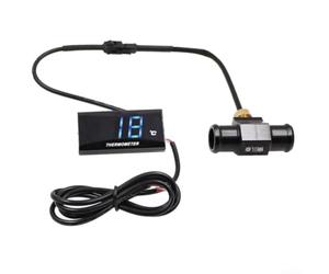 Jauge de température numérique du moteur pour moto - Compteur de température d'eau rétroéclairé LCD avec capteur - 12 V Scooter de course pour quad - Plage de -10 à 120 °C (18 mm)