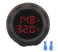 Jauge de Thermomètre de Voiture, 12V-24V Thermomètre de Température de Voiture à Double Affichage Étanche Numérique Voltmètre de Voiture Moniteur de Température Détecteur de Thermomètre