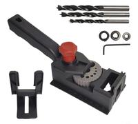 Jauge de trou de perçage en plastique pour le travail du bois avec 10 positions et guide de précision pour forets de 3 à 12 mm avec kit d'accessoires pour des trous précis pour les projets de