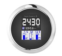 Jauge multifonction 3,3 pouces - RPM, pression d'huile, température de l'eau, tension, heures totales du moteur - Protocole J1939, CAN FieldBus - Acier inoxydable 316 noir, (Noire)