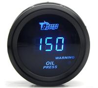 Jauge numérique de voiture 52 mm avec affichage LED bleu pour Turbo Boost, température de l'eau, pression d'huile, contrôle de la tension RPM (jauge de pression d'huile PSI)