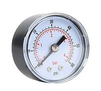 Jauges de Pression Axiales Industrielles à Montage Arrière 1/8 BSPT Manomètre Mécanique pour Air Eau (0-60psi, 0-4bar)