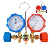 Jauges de réfrigérant, ensemble de jauges AC à 3 voies avec tuyau 3 pieds et adaptateur, ensemble compteurs distributeur AC suspendus pour R134a, R32, R22, R410A