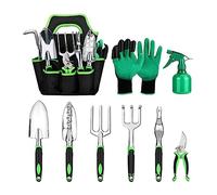 Jauhmui Ensemble d'outils de jardin, 9 pièces, résistants à la rouille, avec sac de rangement, kit de jardinage, kit cadeau