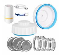Jauhmui Jar Sealer Lot de 9 machines à emballer sous vide, avec tuyau d'accessoires, pompe à vide, ouvre-boîte, kit de scellage sous vide, pour bocaux à ouverture normale et large (électrique)