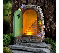 Jauhmui Porte de fée de jardin, porte d'entrée de jardin féérique, Glow in The Dark Miniature porte de fée pour tronc d'arbre