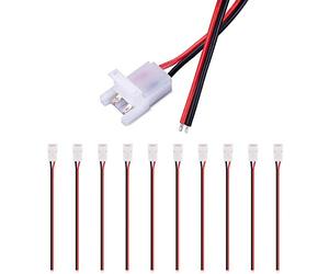 JAUHOFOGEI Connecteur Ruban LED à 2 Broches avec 20AWG Câble Fil 15cm pour 10mm de large Couleur Unique Flex LED Bande 12V 24V, Max ampères 5A, 2 Pin Strip Connector, Pack de 10