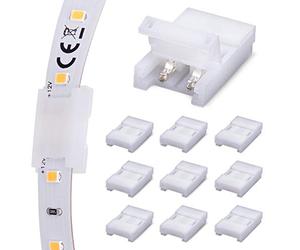 JAUHOFOGEI Connecteur Ruban LED à 2 Broches pour 10mm de Large Couleur Unique Flex LED Bande 12V 24V, Max ampères 5A, 2 Pin 10mm Strip Connector, Raccord Ruban Led, Pack de 10