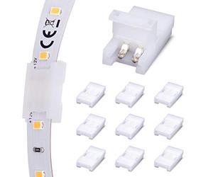 JAUHOFOGEI Connecteur Ruban LED à 2 Broches pour 8mm de Large Couleur Unique Flex LED Bande 12V 24V, Max ampères 5A, 2 Pin 8mm Strip Connector, Raccord Ruban Led, Pack de 10
