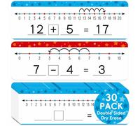 Jauisus Lot de 30 tableaux blancs effaçables à sec - 10,2 x 30,5 cm - Double face - 0-10 d'un côté - 0-20 de l'autre côté - Pour enseignant à domicile, salle de classe, mathématiques