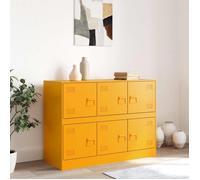 Jaune Buffet de rangement - SOLOMOON - Commode salon - jaune moutarde 99x39x73 cm - acier FR6839
