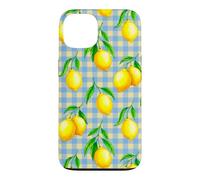 Jaune Citron Bleu Vichy esthétique Cottagecore Preppy Cute Coque pour iPhone 13
