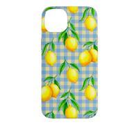 Jaune Citron Bleu Vichy esthétique Cottagecore Preppy Cute Coque pour iPhone 14 Plus
