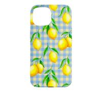 Jaune Citron Bleu Vichy esthétique Cottagecore Preppy Cute Coque pour iPhone 15