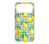 Jaune Citron Bleu Vichy esthétique Cottagecore Preppy Cute Coque pour iPhone 17 Pro Max