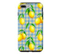 Jaune Citron Bleu Vichy esthétique Cottagecore Preppy Cute Coque pour iPhone 7 Plus/8 Plus