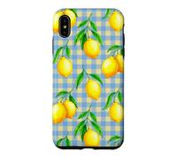 Jaune Citron Bleu Vichy esthétique Cottagecore Preppy Cute Coque pour iPhone XS Max
