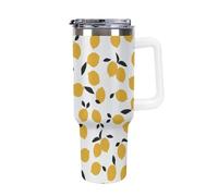 Jaune citron transparent répéter Mug ISotherme Avec Paille - Pour Café Et Thé, ConServe La Température LongtempS, ISolant En Acier Avec Couvercle Étanche 40oz