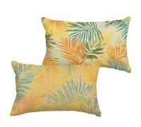 Jaune Coussin Exterieur Impermeable 40x70 cm Lin Housse Coussin Tropical Double Face Imprimé Rectangulaire Taie Oreiller pour Salon Intérieur/Extérieur Jardin Été Decor Cadeaux, Lot de 2 1B-67