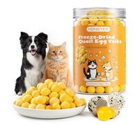 Jaune d'œuf de caille lyophilisé (200 g), Une friandise Quotidienne pour Chats et Chiens, Snack 100% Naturel, sans additifs, adapté au Dressage et au Soin du Pelage.