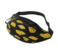 Jaune Fromage Fanny Pack pour Femmes Hommes Mode Taille Sac Belle Nourriture Fond Noir Ceinture Sacs avec Sangle Réglable Casual Bum Sac pour Cyclisme Entraînement Randonnée Voyager Courir Sport