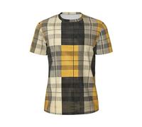 Jaune Gris Noir Imprimé Carreaux Hommes T-shirt à Manches Courtes Respirant Usure Course Été Casual Fitness Activités, noir, Taille XL