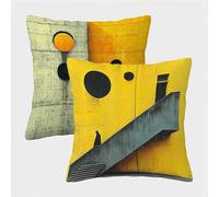 Jaune Housse Coussin 30x30 Lot de 2, GéOméTrie Taie Oreiller 30x30, Velours Doux Housse de Coussin avec Fermeture Éclair Invisible, Carré Taie d'oreiller pour Jardin Salon Décor Maison 4-4719