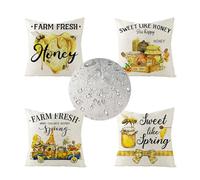 Jaune Housse Coussin 35x35cm Lot de 4 Housses de Coussin Action de grâces Double Face Lin Exterieur Impermeable Coussin Canape Decoratif Taie d'oreiller pour Chambre Chaise Jardin Coussins PJ-4719