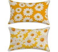 Jaune Housse Coussin Exterieur Impermeable Protege Oreiller 40x60cm Coussin de Canapé Lin Fleur Coussins lit Taie Oreiller Decoratif Rectangulaire Housse Assise Salon de Jardin Decoration u-17692
