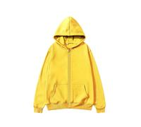 (Jaune-L) Gilet de sport décontracté à capuche zippé, sweat-shirt style hip-hop streetwear, idéal pour
