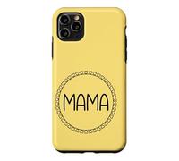 Jaune - Mama Couronne de cœur Minimaliste Circulaire Amour Coque pour iPhone 11 Pro Max