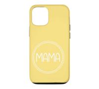 Jaune - Mama Couronne de cœur Minimaliste Circulaire Amour Coque pour iPhone 12/12 Pro