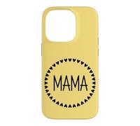 Jaune - Mama Couronne de cœur Minimaliste Circulaire Amour Coque pour iPhone 14 Pro